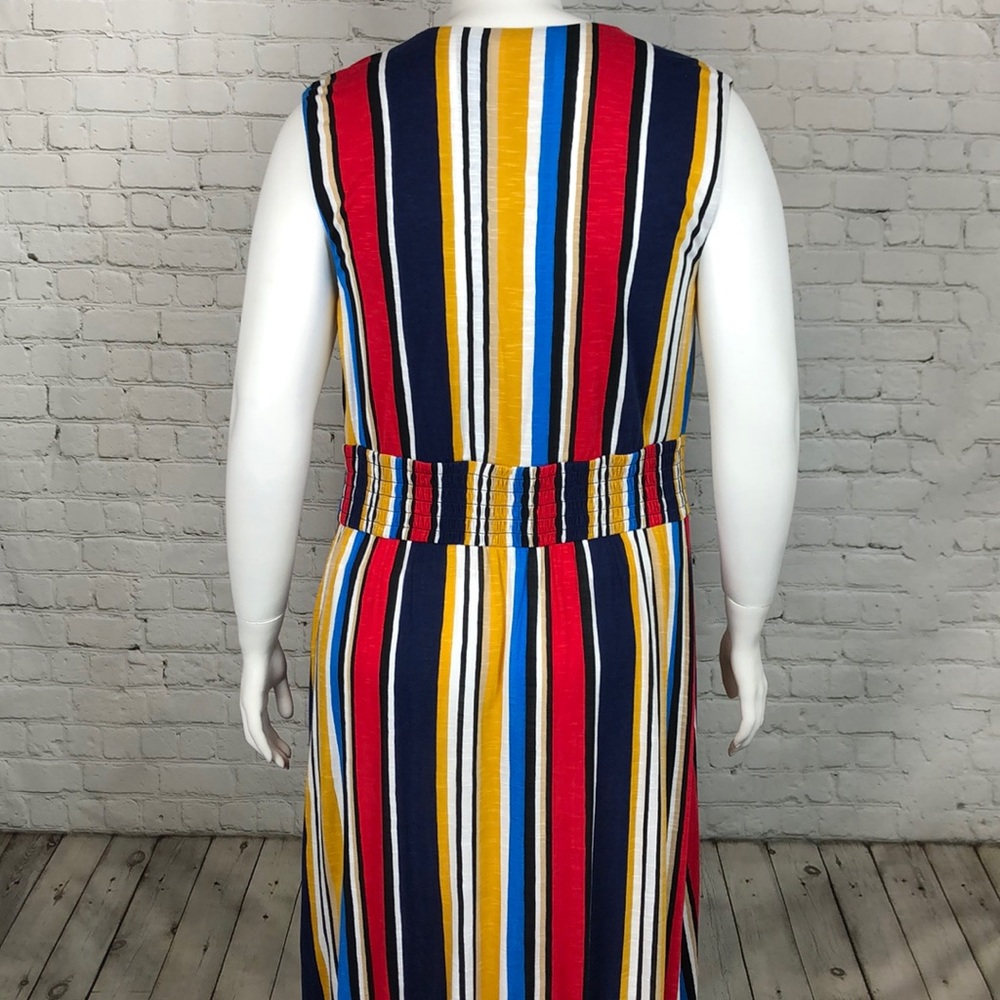 0X 2X 3X INC Colorful Striped Surplice Maxi Dress - Picture 4 of 6